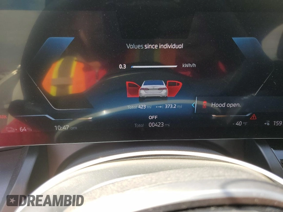 2024 BMW i5 eDrive40 with VIN WBY33FK05RCR50188, listed as a Copart auction lot 52953195 with 423 mi miles and Salvage title. Bid and sale history available at DreamBid. Image 9.