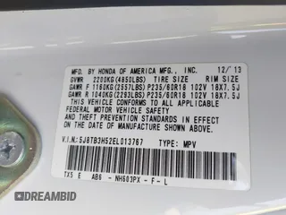 2014 Acura RDX Tech Pkg with VIN 5J8TB3H52EL013767, listed as a IAAI auction lot 41742160 with 143,057 mi miles. Bid and sale history available at carsss.com. Image 9.