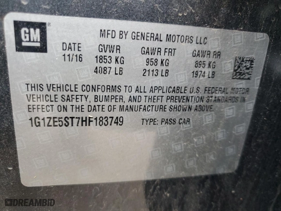 2017 Chevrolet Malibu LT with VIN 1G1ZE5ST7HF183749, listed as a Copart auction lot 45874355 with 237,715 mi miles and Salvage Title. Bid and sale history available at carsss.com. Image 13.