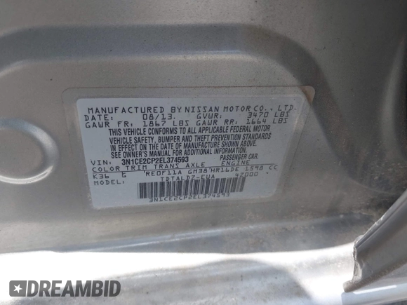 2014 Nissan Note S Plus with VIN 3N1CE2CP2EL374593, listed as a IAAI auction lot 42762456 with 150,488 mi miles and . Bid and sale history available at DreamBid. Image 9.