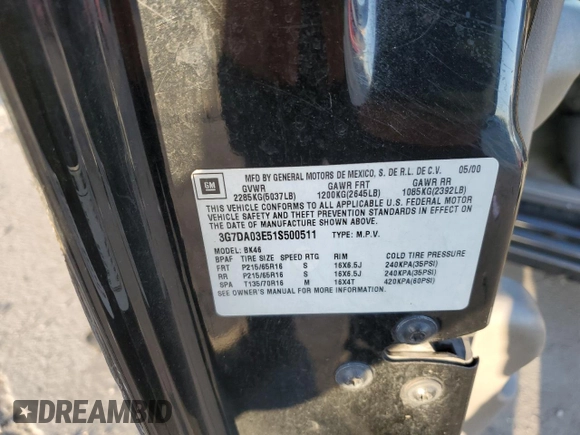 2001 Pontiac Aztek GT z VIN 3G7DA03E51S500511, wystawiony jako Copart lot #44018345 z przebiegiem 149 598 mil mil oraz Szkoda całkowita • Salvage title. Historia ofert i sprzedaży dostępna na DreamBid. Obrazek 13.