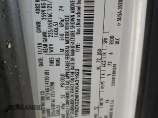2019 Ford Transit Passenger XL with VIN 1FBZX2ZM1KKA31922, listed as a Copart auction lot 48793945 with 156,062 mi miles and Salvage Title. Bid and sale history available at carsss.com. Image 16.