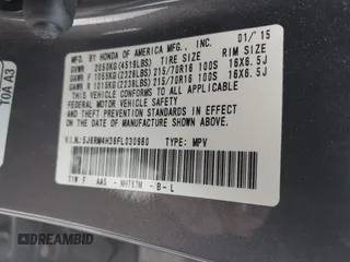 2015 Honda CR-V LX z VIN 5J6RM4H36FL030980, wystawiony jako IAAI lot #42262886 z przebiegiem 112 977 mil mil oraz . Historia ofert i sprzedaży dostępna na DreamBid. Obrazek 9.