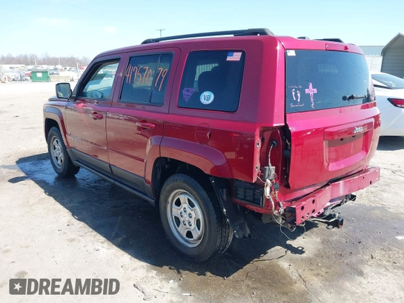 2017 Jeep Patriot Sport with VIN 1C4NJPBA4HD169654, listed as a IAAI auction lot 41757079 with 92,917 mi miles. Bid and sale history available at carsss.com. Image 3.