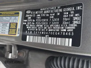 2014 Kia Sorento SX z VIN 5XYKWDA70EG478463, wystawiony jako IAAI lot #42251435 z przebiegiem 102 638 mil mil oraz . Historia ofert i sprzedaży dostępna na DreamBid. Obrazek 9.