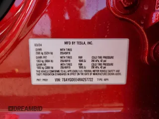 2024 Tesla Model Y Long Range with VIN 7SAYGDEE4RA257722, listed as a Copart auction lot 54577865 with 10,713 mi miles and Salvage Title. Bid and sale history available at DreamBid. Image 14.