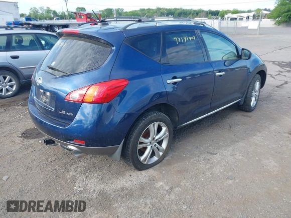 2009 Nissan Murano S with VIN JN8AZ18WX9W160247, listed as a IAAI auction lot 42142907 with 186,702 mi miles and . Bid and sale history available at carsss.com. Image 4.