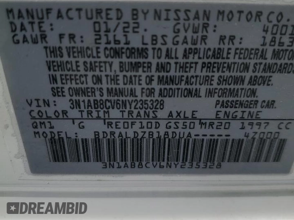 2022 Nissan Sentra SV with VIN 3N1AB8CV6NY235328, listed as a Copart auction lot 53726225 with 59,390 mi miles and Salvage Title. Bid and sale history available at carsss.com. Image 12.