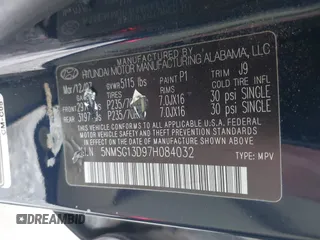 2007 Hyundai Santa Fe GLS with VIN 5NMSG13D97H084032, listed as a IAAI auction lot 42717196 with 281,287 mi miles and . Bid and sale history available at DreamBid. Image 9.