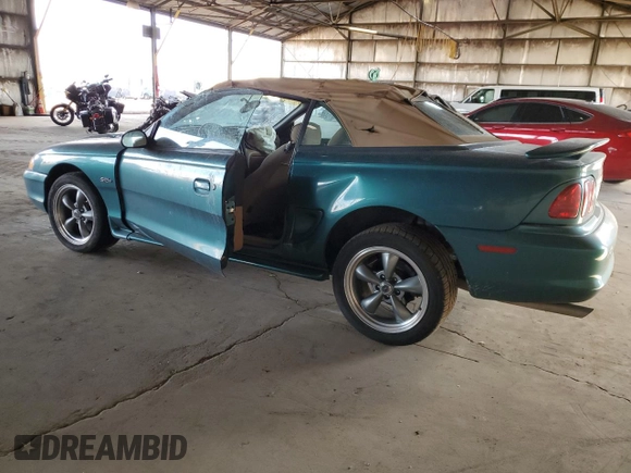 1996 Ford Mustang GT with VIN 1FALP45X5TF226385, listed as a Copart auction lot 43082185 with 21,450 mi miles and Salvage Title. Bid and sale history available at carsss.com. Image 2.