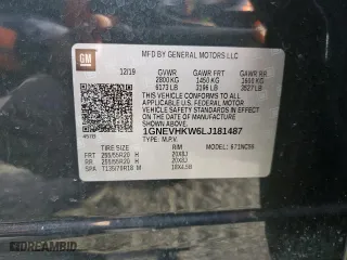 2020 Chevrolet Traverse LT Leather with VIN 1GNEVHKW6LJ181487, listed as a Copart auction lot 45957325 with 100,762 mi miles and Clean Title. Bid and sale history available at carsss.com. Image 13.