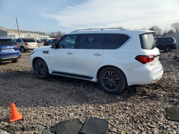 2023 Infiniti QX80 LUXE with VIN JN8AZ2AE9P9301022, listed as a Copart auction lot 86512384 with 0 mi miles and Salvage Title. Bid and sale history available at carsss.com. Image 2.