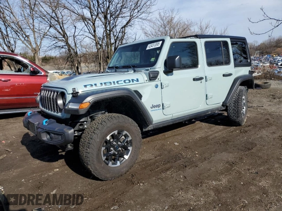 2024 Jeep Wrangler Rubicon with VIN 1C4RJXR61RW255979, listed as a Copart auction lot 43451095 with 7,258 mi miles and Salvage title. Bid and sale history available at DreamBid. Image 1.