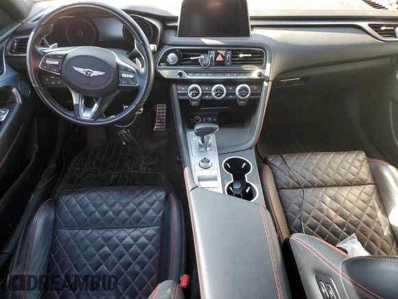 2019 Genesis G70 3.3T Advanced with VIN KMTG34LE1KU014443, listed as a Copart auction lot 76168624 with 44,300 mi miles and Salvage Title. Bid and sale history available at carsss.com. Image 8.
