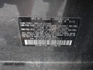 2021 Subaru Forester Premium with VIN JF2SKAJC0MH492913, listed as a IAAI auction lot 42709805 with 35,464 mi miles and . Bid and sale history available at DreamBid. Image 9.