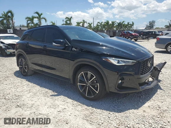2023 Infiniti QX50 Sport with VIN 3PCAJ5FB0PF115250, listed as a Copart auction lot 56046004 with 17,100 mi miles and . Bid and sale history available at DreamBid. Image 4.
