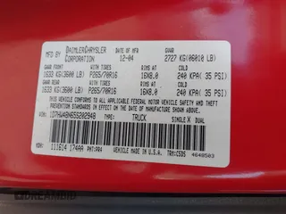 2005 Dodge Dakota SLT with VIN 1D7HW48N65S202948, listed as a IAAI auction lot 38573315 with 351,854 mi miles and . Bid and sale history available at DreamBid. Image 9.