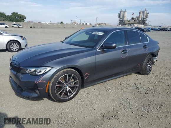 2020 BMW 3 Series 330i with VIN 3MW5R1J0XL8B36966, listed as a Copart auction lot 58501495 with 27,813 mi miles and Salvage title. Bid and sale history available at DreamBid. Image 1.