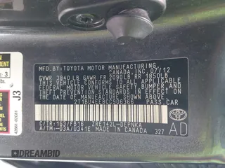 2012 Toyota Corolla L with VIN 2T1BU4EE8CC906366, listed as a IAAI auction lot 42020239 with Not Provided miles and . Bid and sale history available at DreamBid. Image 9.