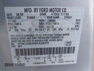 2009 Ford Escape Hybrid z VIN 1FMCU49359KA28475, wystawiony jako IAAI lot #42153444 z przebiegiem 210 067 mil mil oraz . Historia ofert i sprzedaży dostępna na DreamBid. Obrazek 9.