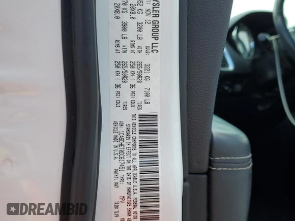 2013 Dodge Durango Citadel z VIN 1C4SDHET0DC617451, wystawiony jako Copart lot #54627075 z przebiegiem 139 414 mil mil oraz Szkoda całkowita • Salvage title. Historia ofert i sprzedaży dostępna na DreamBid. Obrazek 14.