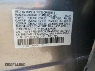 2022 Acura MDX w/Technology Package with VIN 5J8YD9H46NL012437, listed as a Copart auction lot 80527364 with 34,716 mi miles and Salvage Title. Bid and sale history available at carsss.com. Image 14.