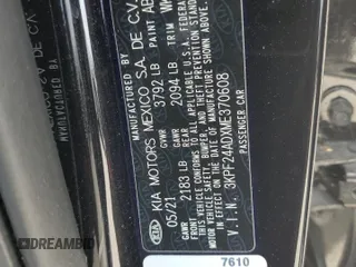 2021 Kia Forte LXS with VIN 3KPF24ADXME370608, listed as a Copart auction lot 54504515 with 31,750 mi miles and Salvage Title. Bid and sale history available at carsss.com. Image 12.