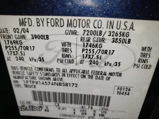 2004 Ford F-150 XLT with VIN 1FTPX14574NB58172, listed as a Copart auction lot 60888445 with 105,439 mi miles and Salvage title. Bid and sale history available at DreamBid. Image 12.