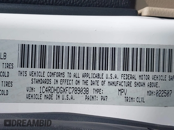 2015 Dodge Durango Limited with VIN 1C4RDHDGXFC789038, listed as a IAAI auction lot 42467998 with 122,932 mi miles and . Bid and sale history available at DreamBid. Image 9.