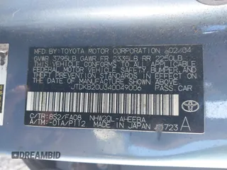 2004 Toyota Prius with VIN JTDKB20U340049006, listed as a IAAI auction lot 42230821 with 252,004 mi miles and . Bid and sale history available at DreamBid. Image 9.