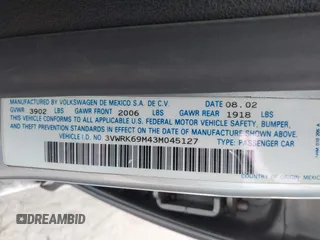 2003 Volkswagen Jetta GL with VIN 3VWRK69M43M045127, listed as a IAAI auction lot 41697962 with 119,065 mi miles and . Bid and sale history available at DreamBid. Image 9.