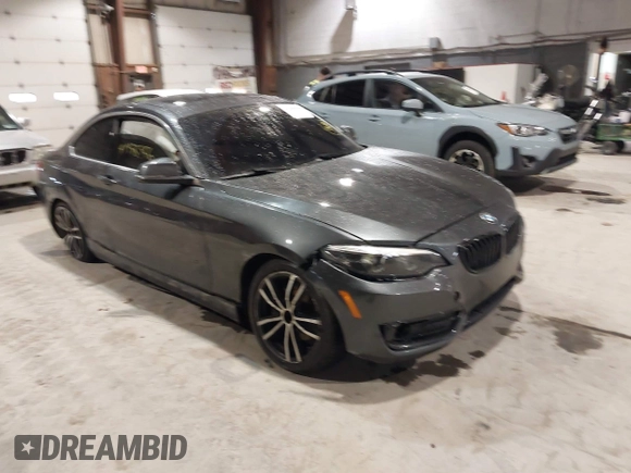 2020 BMW 2 Series 230i xDrive with VIN WBA2J3C07L7E64031, listed as a IAAI auction lot 41458356 with 43,594 mi miles. Bid and sale history available at carsss.com. Image 1.