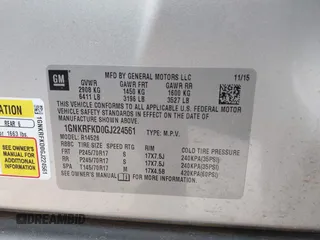 2016 Chevrolet Traverse LS z VIN 1GNKRFKD0GJ224561, wystawiony jako IAAI lot #42183233 z przebiegiem 245 355 mil mil oraz . Historia ofert i sprzedaży dostępna na DreamBid. Obrazek 9.