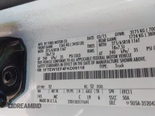 2015 Ford F-150 XLT with VIN 1FTEW1EF4FKD09118, listed as a IAAI auction lot 41414605 with 136,073 mi miles. Bid and sale history available at carsss.com. Image 9.