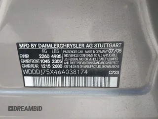 2006 Mercedes-Benz CLS-Class with VIN WDDDJ75X46A038174, listed as a IAAI auction lot 41249320 with 96,690 mi miles. Bid and sale history available at carsss.com. Image 9.