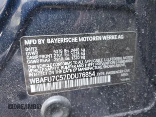 2013 BMW 5 Series 535i xDrive with VIN WBAFU7C57DDU76854, listed as a Copart auction lot 43325245 with 124,000 mi miles and Salvage Title. Bid and sale history available at carsss.com. Image 12.