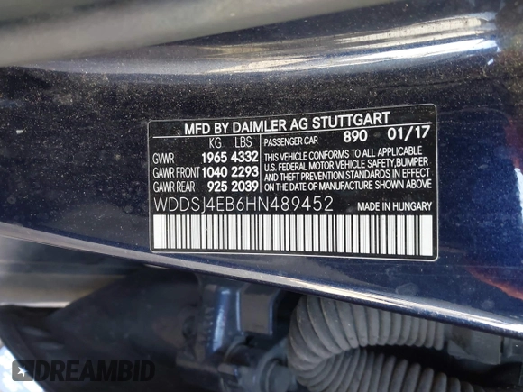 2017 Mercedes-Benz CLA 250 z VIN WDDSJ4EB6HN489452, wystawiony jako IAAI lot #41332071 z przebiegiem 105 452 mil mil oraz . Historia ofert i sprzedaży dostępna na DreamBid. Obrazek 9.