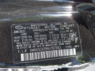 2022 Hyundai Kona Limited with VIN KM8K5CA39NU787983, listed as a IAAI auction lot 42094237 with Not Provided miles. Bid and sale history available at carsss.com. Image 9.
