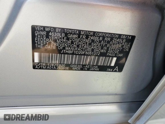 2015 Lexus IS 250 with VIN JTHBF1D20F5051372, listed as a Copart auction lot 58600525 with 162,807 mi miles and Salvage title. Bid and sale history available at DreamBid. Image 12.