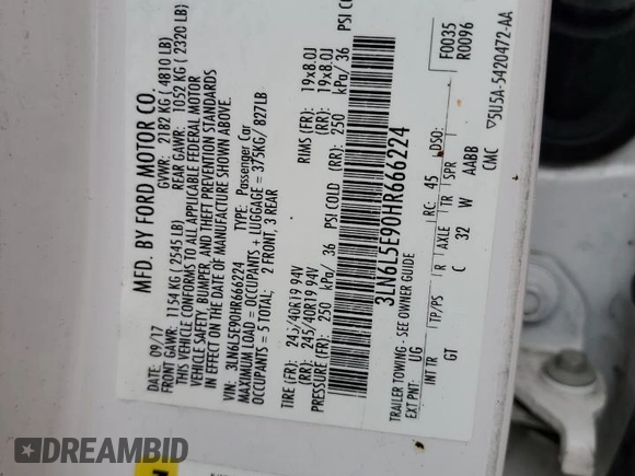2017 Lincoln MKZ Reserve с VIN 3LN6L5E90HR666224, выставлен на аукционе Copart как лот 59180855 с пробегом 178 084 миль миль и Списание • Salvage title. История ставок и продаж доступна на DreamBid. Изображение 12.