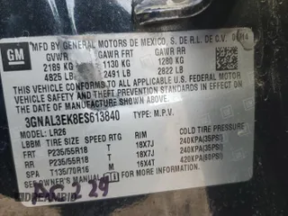 2014 Chevrolet Captiva Sport LT with VIN 3GNAL3EK8ES613840, listed as a Copart auction lot 47112375 with 130,413 mi miles and Salvage Title. Bid and sale history available at DreamBid. Image 13.