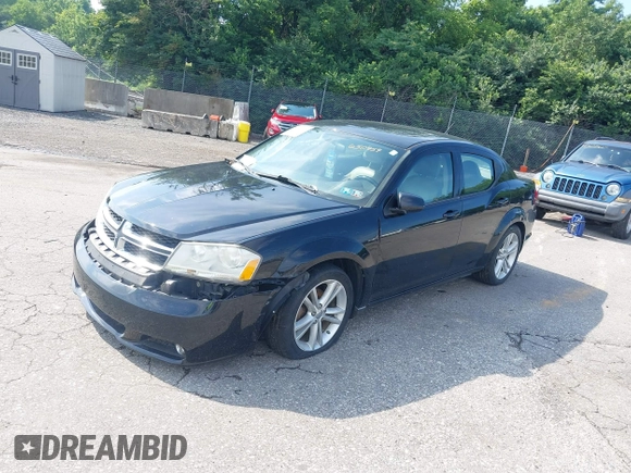 2013 Dodge Avenger SXT with VIN 1C3CDZCB7DN650959, listed as a IAAI auction lot 42592881 with 107,652 mi miles and . Bid and sale history available at DreamBid. Image 2.