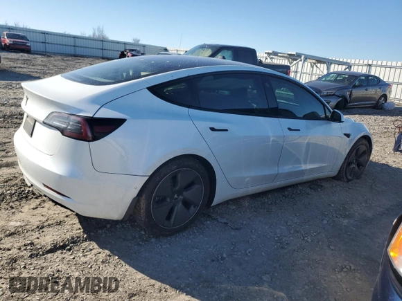 2021 Tesla Model 3 Standard Range Plus with VIN 5YJ3E1EA8MF852089, listed as a Copart auction lot 46157845 with 82,979 mi miles and Salvage Title. Bid and sale history available at DreamBid. Image 3.