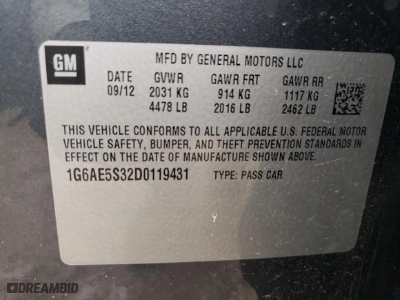 2013 Cadillac ATS Premium with VIN 1G6AE5S32D0119431, listed as a Copart auction lot 65618324 with 158,233 mi miles and Non Repairable. Bid and sale history available at carsss.com. Image 13.