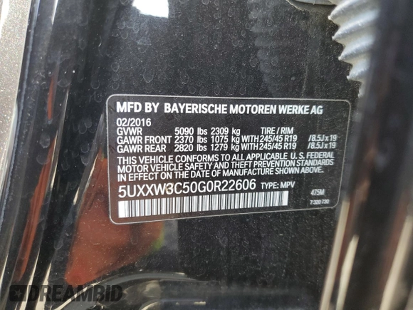 2016 BMW X4 xDrive28i with VIN 5UXXW3C50G0R22606, listed as a Copart auction lot 67657412 with 65,119 mi miles. Bid and sale history available at carsss.com. Image 15.