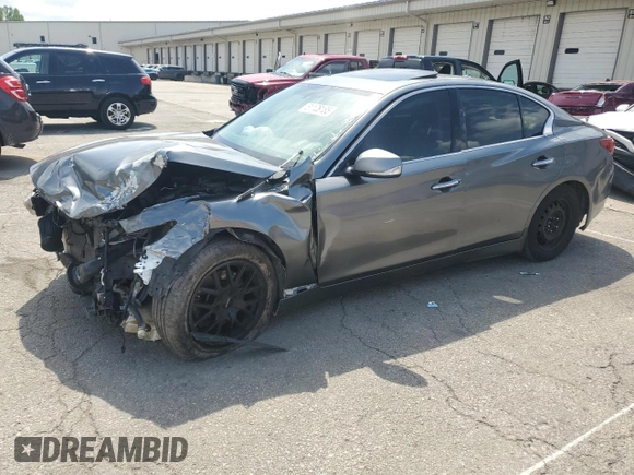 2014 Infiniti Q50 with VIN JN1BV7AP0EM690933, listed as a Copart auction lot 61128185 with 151,552 mi miles and Salvage title. Bid and sale history available at DreamBid. Image 1.