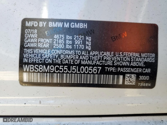 2018 BMW M3 with VIN WBS8M9C55J5L00567, listed as a Copart auction lot 64514952 with 28,149 mi miles. Bid and sale history available at carsss.com. Image 12.
