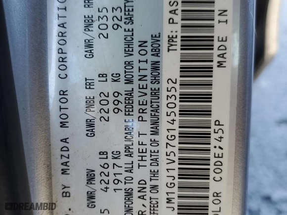 2016 Mazda Mazda6 i Touring with VIN JM1GJ1V57G1450352, listed as a Copart auction lot 88895705 with 121,931 mi miles and Salvage Title. Bid and sale history available at carsss.com. Image 12.