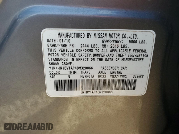 2011 Infiniti M37 with VIN JN1BY1AP4BM320066, listed as a Copart auction lot 81683334 with 145,230 mi miles and Salvage Title. Bid and sale history available at carsss.com. Image 13.