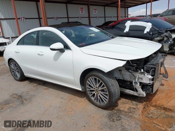 2023 Mercedes-Benz CLA 250 with VIN W1K5J4GB8PN391130, listed as a IAAI auction lot 42052752 with 20,679 mi miles and . Bid and sale history available at DreamBid. Image 14.